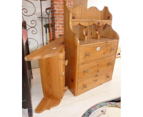 Pine spice chest and a similar wall shelf