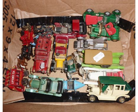 Diecast Johilco fire engine with firemen and ladder and a collection of Models of Yesteryear cars etc.