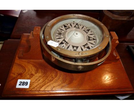 Victorian boat's compass on gimbles by Kelvin Bottomley & Baird Ltd - Capt. Chetwins Patent 25965/06 mounted on later plinth