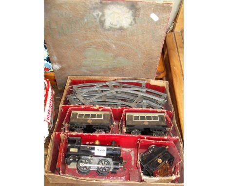 Hornby '0' gauge passenger train set, in good condition, including engine No 2710 with L & N.W. carriages (original box with 