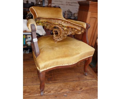 Edwardian open tub armchair, and a wall bracket shelf