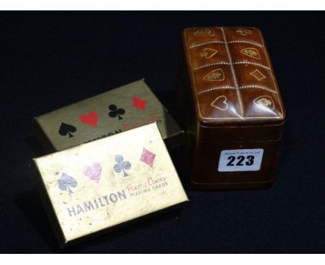     A Mid Century Italian Leather Playing Card Case &amp; Cards                         
