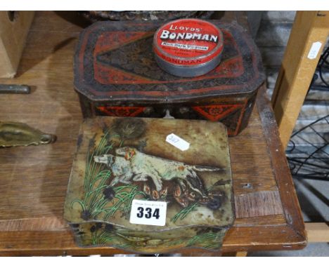     Three Vintage Tins, One With Gundog Scene                                       