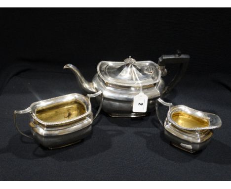     A Three Piece Plated Tea Service By Elkington                                   