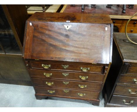     A 19th Century Mahogany Four Drawer Bureau On Bracket Feet                      