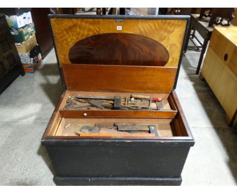     An Antique Fitted Carpenters Chest, Together With A Good Selection Of Woodworking Tools                                  