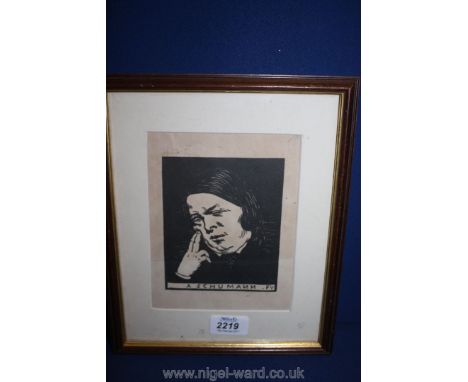 A Felix Valatton Print of a Portrait of A. Schumann. Fv, 5 1/2'' x 7''