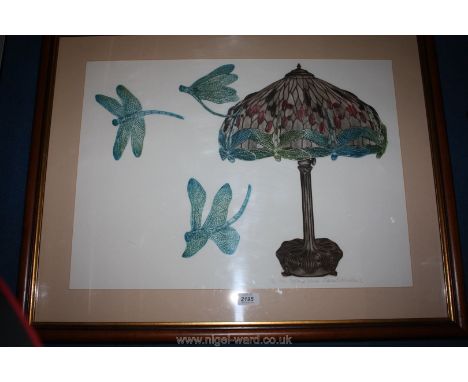 A large Limited Edition Print, no. 12/50 framed and mounted, 'Mr Tiffany's Lamp' by Susan Jameson '76