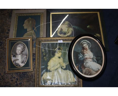 A quantity of Prints to include various ladies  'Girl taking Coffee' by Louis Marin, Portrait of a Lady by Alessio Baldovinet