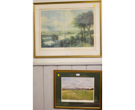 After Graeme W. Baxter 'Royal Troon Golf Club' Print signed in pencil, 28cm x 36cm  And after McNeil Macleay 'Perth from the 