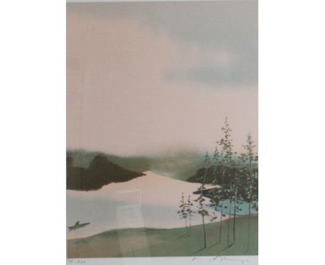 Thomas Kruger Lake Sunset Lithograph, limited edition to 200, signed in pencil, 54cm x 43cm