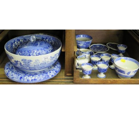 A Copeland's Spode 'Tower' bowl, 26cm diameter, and cheese dish 29cm diameter, and various other blue and white wares