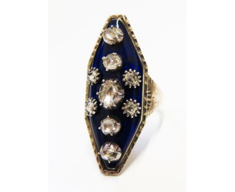 An enamel and rose diamond ring