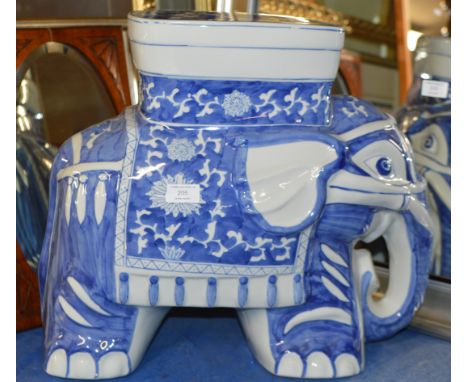 LARGE BLUE &amp; WHITE ELEPHANT STAND     