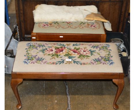 2 TAPESTRY TOP STOOLS &amp; ANIMAL SKIN DISPLAY     