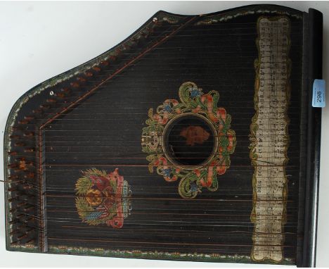 A Victorian ' Paris Exhibition ' 1900 model ebonised Zither - Auto harp musical instrument.