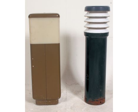 A 1970's rare plastic upright exterior bollard light - driveway light in two tone colours, green with clear top