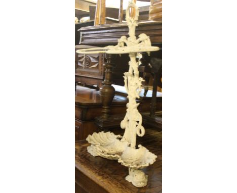 A Victorian Coalbrookdale cast iron stick stand bearing Victorian date lozenge and Rd No 63086 / 63088 ?. The stands with a n