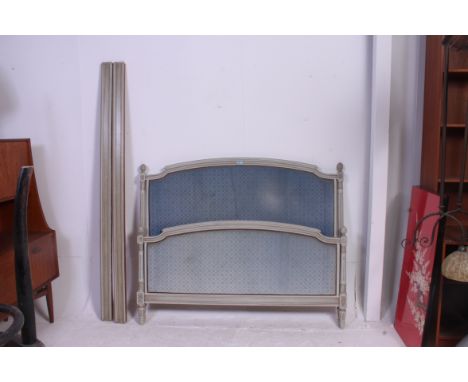 A Stunning early 20th century French Louis XV style painted corbel double bed having show wood head and footboard united by s