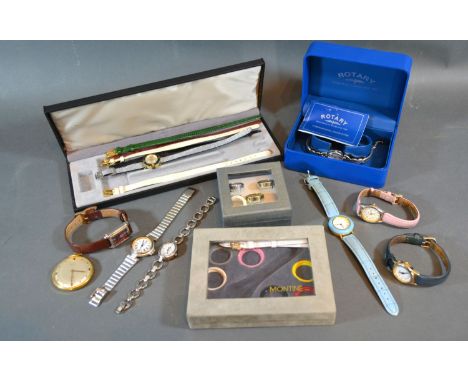 A Bifora Gold Plated Pocket Watch together with a collection of ladies wrist watches to include Dunhill and Rotary 