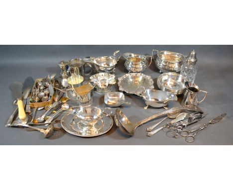 A Collection of Silver Plated Items to include jugs, a waiter, a ladle and other items 