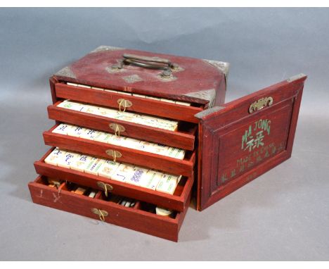 A Mahjong Set within Five Drawer Chest 