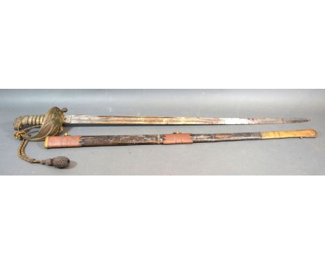 An Early 20th Century Naval Dress Sword by Gillot &amp; Hasell, Burlington, London 79.5 cms blade  length,complete with scabb