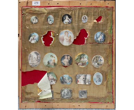 A Group of Ivory Portrait Miniatures, late 18th and early 19th century, erotic, romantic and religious scenes, various sizes 