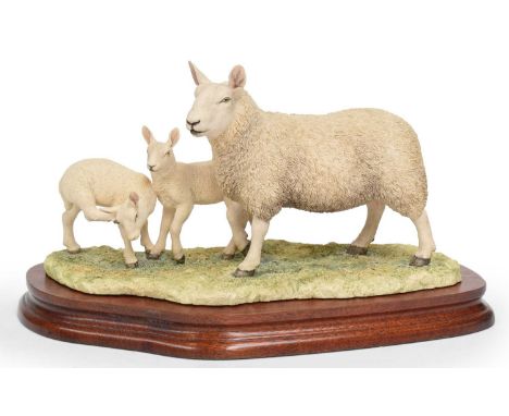 Border Fine Arts 'North Country Cheviot Ewe with Scotch Halfbred Lambs', model No. L147 by Ray Ayres, limited edition 909/950