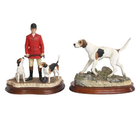 Border Fine Arts 'End of an Era?' (Huntsman and Hounds), model No. B0881 by David Mayer, limited edition 73/500, on wood base