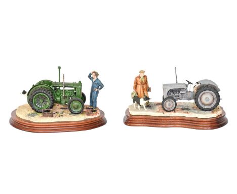 Border Fine Arts 'An Early Start' (Massey Ferguson Tractor), model No. JH91 and 'Won't Start' (Tractor, Farmer and Collie), m