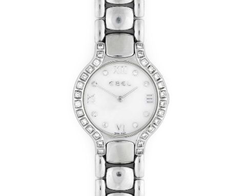 Ebel: A Lady's Stainless Steel Diamond Set Wristwatch, signed Ebel, model: Beluga, ref: E9157428-20, circa 2005, quartz batte