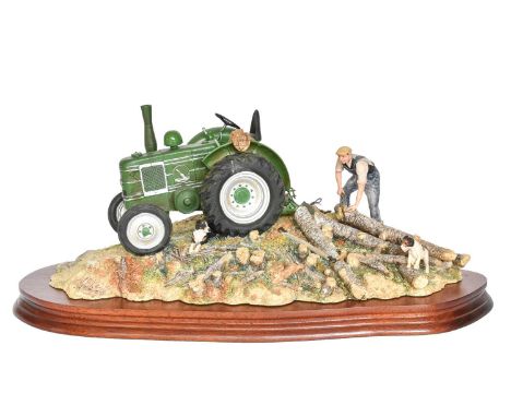 Border Fine Arts 'Hauling Out' (Field Marshall Tractor), model No. JH98 by Ray Ayres, limited edition 202/1500, on wood base,