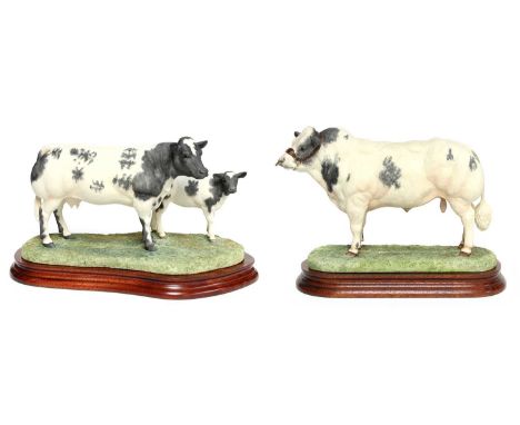 Border Fine Arts 'Belgian Blue Cow and Calf', model No. B0590, limited edition 659/1250 and 'Belgian Blue Bull', model No. B0