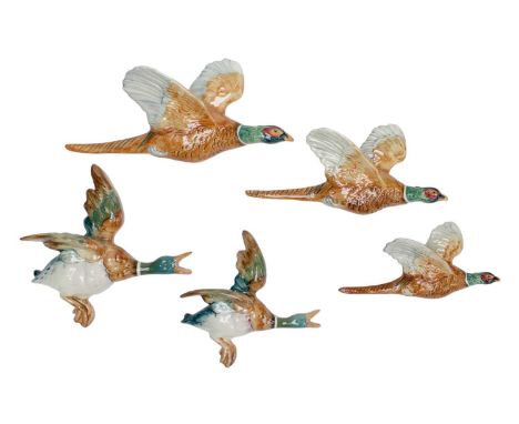 Beswick Pheasant Wall Plaques, model No.661, sizes 1,2 and 3; together with two Mallard Wall Plaques, model No.596, sizes 2 a