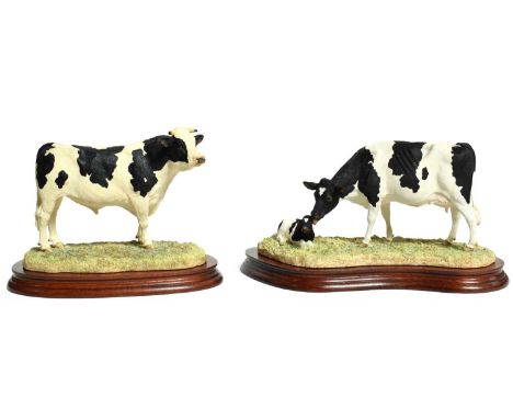 Border Fine Arts 'Holstein Bull', model No. B0308, limited edition 522/1750; together with 'Holstein Friesian Cow And Calf', 