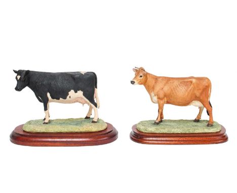 Border Fine Arts 'Jersey Cow (Horned)', model No. L111 by Ray Ayres, limited edition 500/1250, and 'Friesian Cow', both by Ra