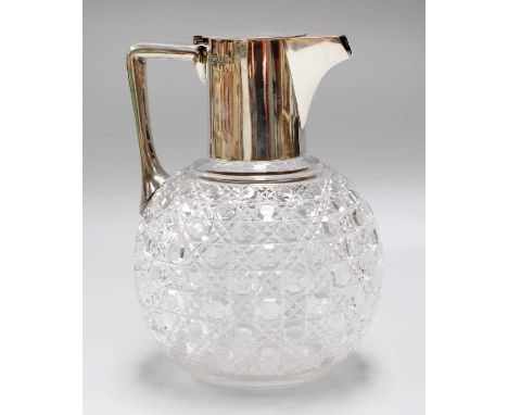 A Victorian Silver-Mounted Cut-Glass Claret Jug, by William Hutton and Sons, London, 1893, globular, 20cm highFully marked ne