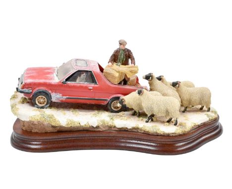 Border Fine Arts 'Getting the Feed Out', model No. B1250 by Ray Ayres, limited edition 58/500, on wood base, with boxWith cer