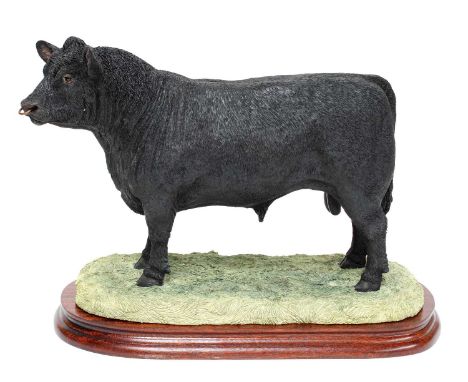 Border Fine Arts 'Aberdeen Angus Bull' (Style Three), model No. B0773, by Jack Crewdson, limited edition 468/750, on wood bas