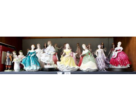 Royal Doulton, Coalport, and Wedgwood Figures, some with certificates, including: Wedgwood 'The Dancing Hours', Coalport Davi