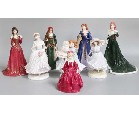 Eight Royal Worcester Figures, including the Rose of Camelot, the Princess of Tara, the Maiden of Dana and the Fair Maiden of