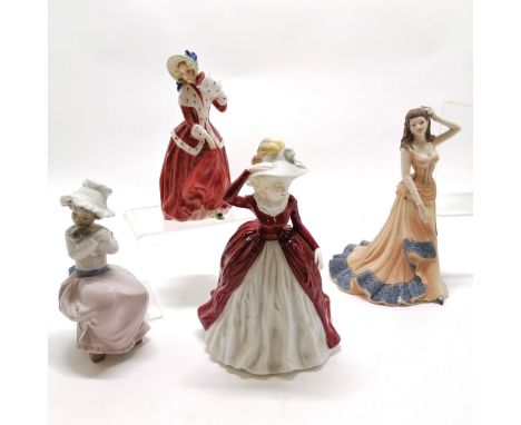 4 x ceramic figures - Royal Doulton Christmas Morn #HN1992 (no obvious damage), Coalport Margaret (hairline crack to base &am