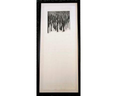 Framed etching 'Ash Wednesday' #11/15 with embossed detail, by Caroline Coode - 80cm x 35cm 