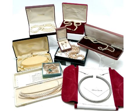 Qty of mostly boxed costume pearl jewellery inc necklaces, Napier - 1 with a silver clasp 