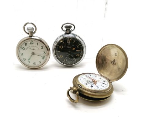 3 x vintage pocket watches inc railway timekeeper, railway regulator hunter etc - all a/f 
