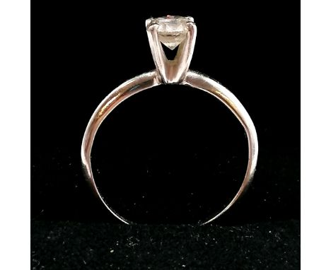 Platinum high set solitaire diamond ring - size P &amp; 3.1g total weight ~ stone approx 5.4mm diameter &amp; 0.75ct 