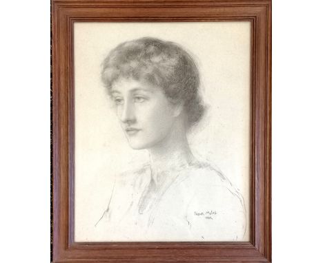 Framed original pastel portrait of Lillie Langtry by George 'Frank' Francis Miles (1852-91) - frame 44cm x 36cm