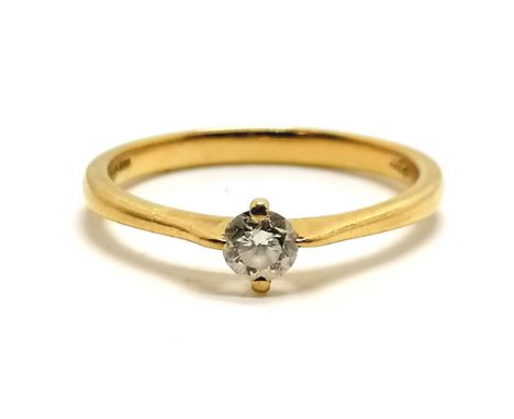 18ct hallmarked gold diamond solitaire ring - size O &amp; 2.5g total weight (diamond approx 3.5mm diameter) - SOLD ON BEHALF