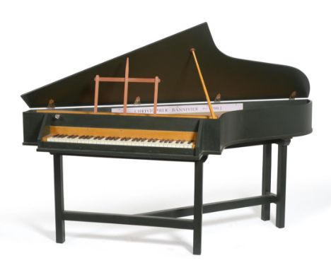 A 20th Century Spinet, by Christopher Bannister, dated 1963, with a dark green painted case, 196cm wide 